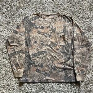 Vintage Walls Shirt Mens L Boxy Brown Real Tree Fall Camo Long Sleeve Grunge